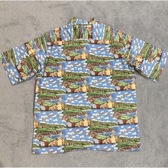 VTG 90s Reyn Spooner Guy Buffet Hawaiian Shirt Men's L Golf Landscape Rainbow - Picture 7 of 8